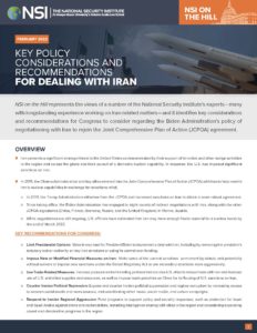 Key Policy Considerations and Recommendations For Dealing With Iran